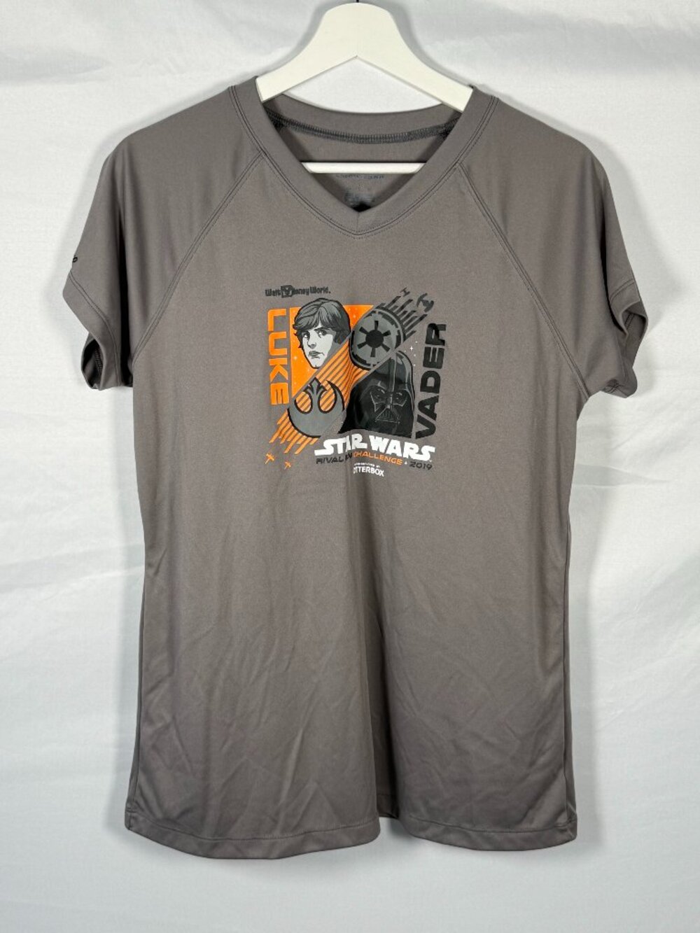 RunDisney 2019 Star Wars Rival Run Challenge Shirt Champion Brand Sz L Gray S/S